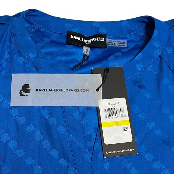 Karl Lagerfeld Paris MEDIUM Sunglass Jacquard Blouse - Stitch Fix Split Neck Top - Picture 7 of 16